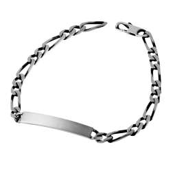 Identité en argent vieilli, plaque rectangle 5 mm et maille cheval alternée 1-2