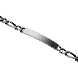 Identité en argent vieilli, plaque rectangle 5 mm et maille cheval alternée 1-2