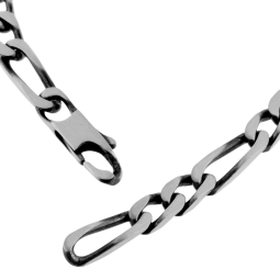 Identité en argent vieilli, plaque rectangle 5 mm et maille cheval alternée 1-2