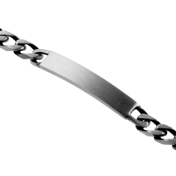 Identité en argent vieilli, plaque rectangle 6,5 mm et maille cheval alternée 1-2