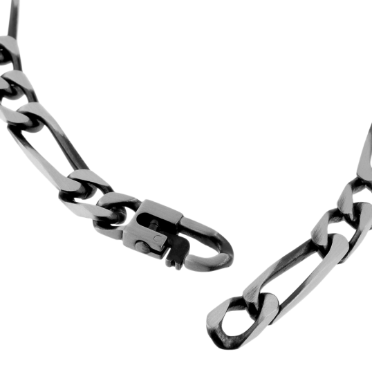 Identité en argent vieilli, plaque rectangle 6,5 mm et maille cheval alternée 1-2 Identité en argent vieilli, plaque rectangle 6,5 mm et maille cheval alternée 1-2