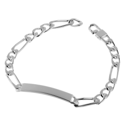 Identité en argent, plaque rectangle 6 mm et maille cheval alternée 1-3