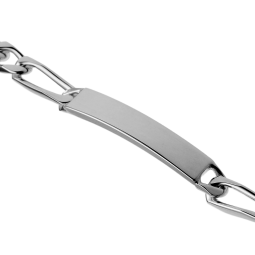 Identité en argent, plaque rectangle 6 mm et maille cheval alternée 1-3