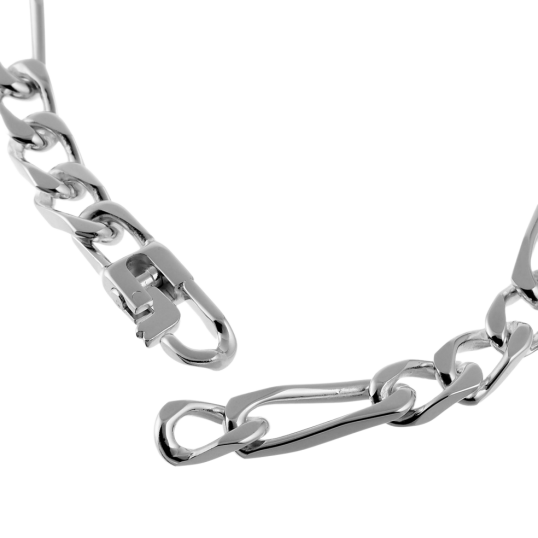 Identité en argent, plaque rectangle 6 mm et maille cheval alternée 1-3