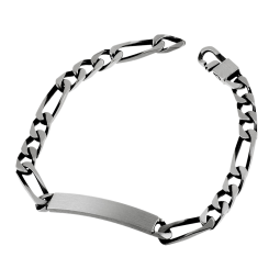 Identité en argent vielli, plaque rectangle 6 mm et maille cheval alternée 1-3