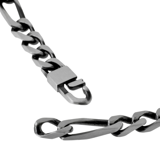 Identité en argent vielli, plaque rectangle 6 mm et maille cheval alternée 1-3