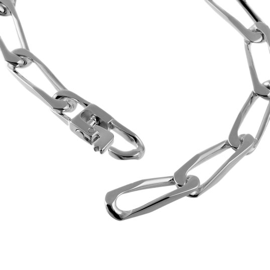 Identité en argent, plaque rectangle 6.4 mm et maille cheval