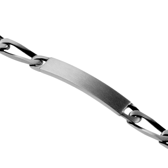 Identité en argent vieilli plaque rectangle 7 mm et maille cheval Identité en argent vieilli plaque rectangle 7 mm et maille cheval