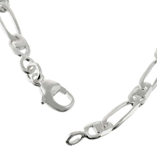 Identité en argent, plaque rectangle diamantée 4 mm et maille cheval barrette  1-1