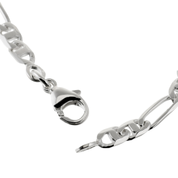 Identité en argent, plaque rectangle diamantée 4 mm et maille cheval barrette  1-2