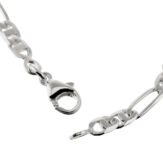 Identité en argent, plaque rectangle diamantée 4 mm et maille cheval barrette  1-2