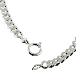 Identité en argent, plaque rectangle diamantée soleil 5 mm et maille gourmette