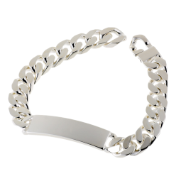 Identité en argent, plaque 11 mm et maille gourmette