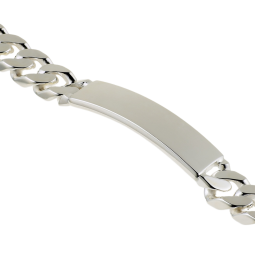 Identité en argent, plaque 11 mm et maille gourmette