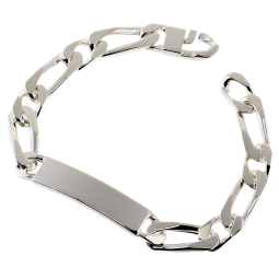 Identité en argent, plaque 9,5 mm et maille cheval alternée 1-1