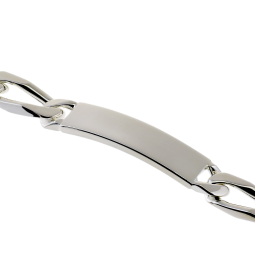 Identité en argent, plaque 9,5 mm et maille cheval alternée 1-1