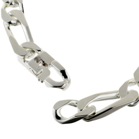 Identité en argent, plaque 9,5 mm et maille cheval alternée 1-1 Identité en argent, plaque 9,5 mm et maille cheval alternée 1-1