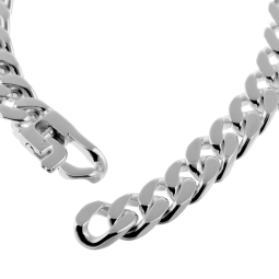 Identité en argent, plaque 9 mm et maille gourmette