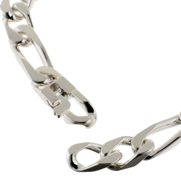 Identité en argent, plaque rectangle 9,5 mm et maille cheval alternée 1-2