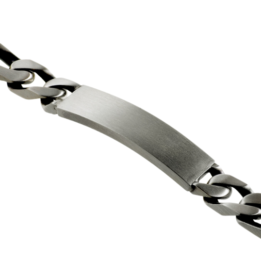 Identité en argent vieilli, plaque rectangle 9,5 mm et maille cheval alternée 1-2 Identité en argent vieilli, plaque rectangle 9,5 mm et maille cheval alternée 1-2