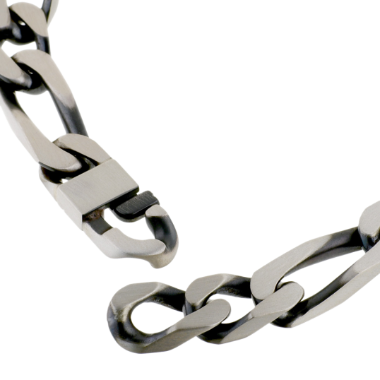 Identité en argent vieilli, plaque rectangle 9,5 mm et maille cheval alternée 1-2 Identité en argent vieilli, plaque rectangle 9,5 mm et maille cheval alternée 1-2