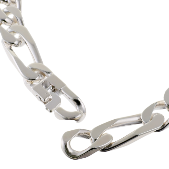 Identité en argent, plaque rectangle 9 mm et maille cheval alternée 1-3