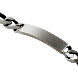 Identité en argent vieilli, plaque rectangle 9 mm et maille cheval alternée 1-3