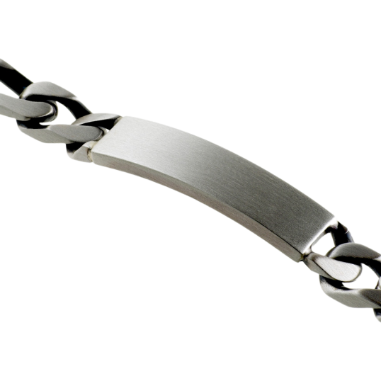 Identité en argent vieilli, plaque rectangle 9 mm et maille cheval alternée 1-3 Identité en argent vieilli, plaque rectangle 9 mm et maille cheval alternée 1-3