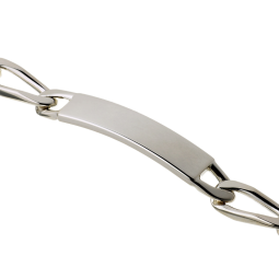 Identité en argent, plaque rectangle 9 mm et maille cheval