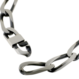 Identité en argent vieilli, plaque rectangle 9 mm et maille cheval