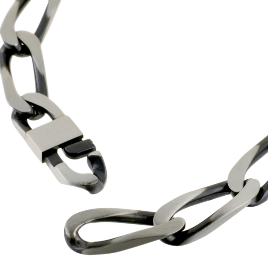 Identité en argent vieilli, plaque rectangle 9 mm et maille cheval Identité en argent vieilli, plaque rectangle 9 mm et maille cheval