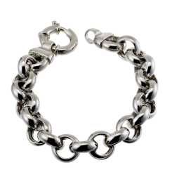 Bracelet en argent rhodié maille jaseron