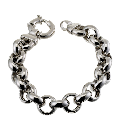 Bracelet en argent rhodié maille jaseron