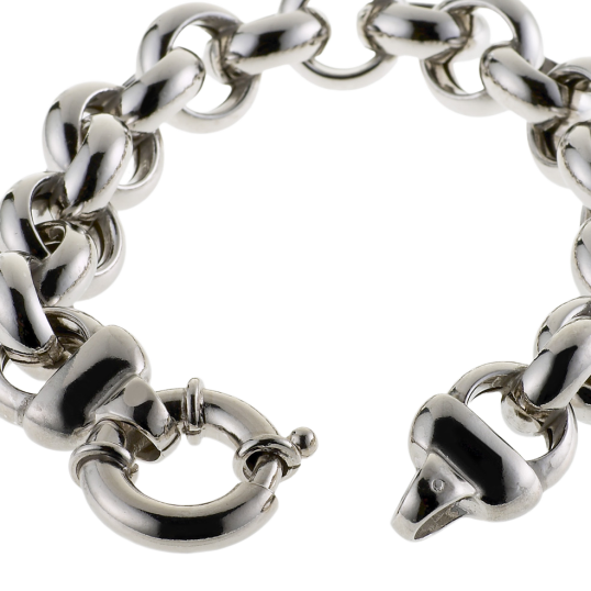 Bracelet en argent rhodié maille jaseron