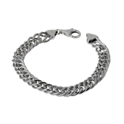 Bracelet en argent rhodié maille gourmette striée