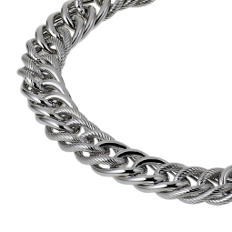 Bracelet en argent rhodié maille gourmette striée