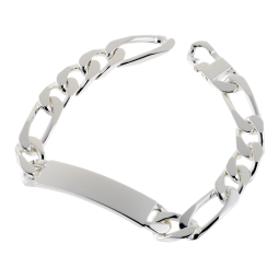 Identité en argent, plaque rectangle 11 mm et maille cheval alternée 1-3