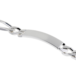 Identité en argent, plaque rectangle 11 mm et maille cheval alternée 1-3