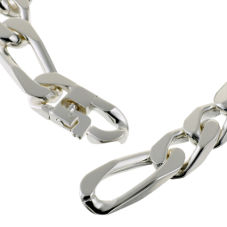 Identité en argent, plaque rectangle 11 mm et maille cheval alternée 1-3