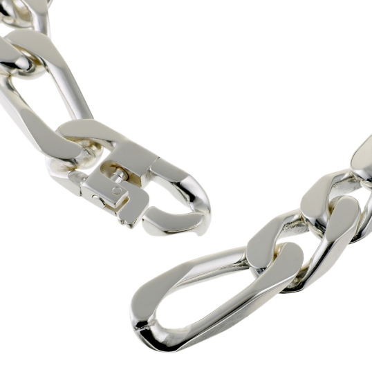 Identité en argent, plaque rectangle 11 mm et maille cheval alternée 1-3 Identité en argent, plaque rectangle 11 mm et maille cheval alternée 1-3