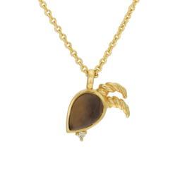 Collier en plaqué or, oxydes de zirconium et verre, capricorne