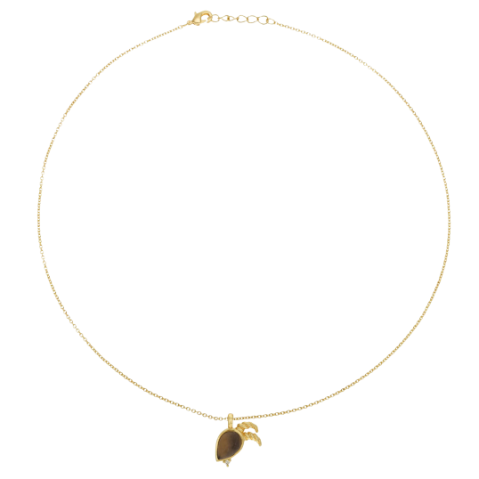 Collier en plaqué or, oxydes de zirconium et verre, capricorne