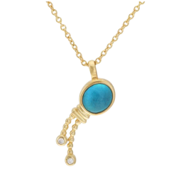 Collier en plaqué or, oxydes de zirconium et verre, verseau