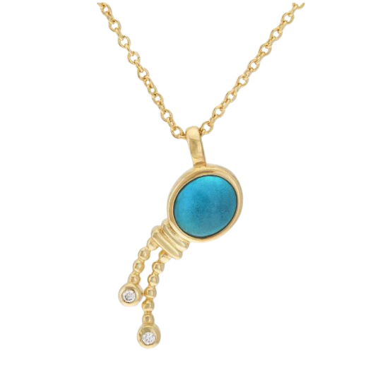 Collier en plaqué or, oxydes de zirconium et verre, verseau