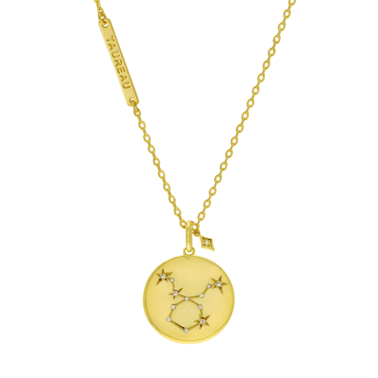 Collier en plaqué or et oxydes de zirconium, taureau