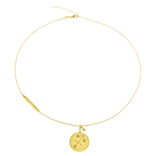 Collier en plaqué or et oxydes de zirconium, sagittaire Collier en plaqué or et oxydes de zirconium, sagittaire