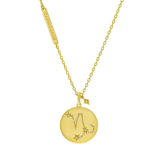 Collier en plaqué or et oxydes de zirconium, capricorne