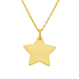 Collier en plaqué or, étoile 20 mm