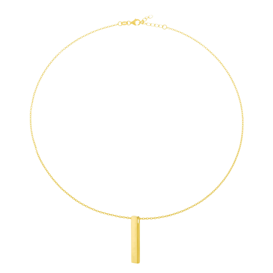 Collier en plaqué or, plaque verticale 3.2 mm