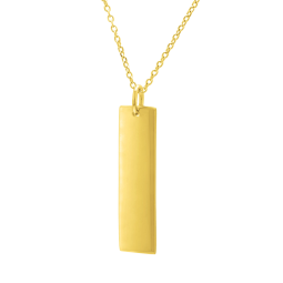 Collier en plaqué or, plaque verticale 10mm